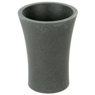 Toothbrush Holder Round Toothbrush Holder Made From Stone in Black Finish Gedy AU98-14